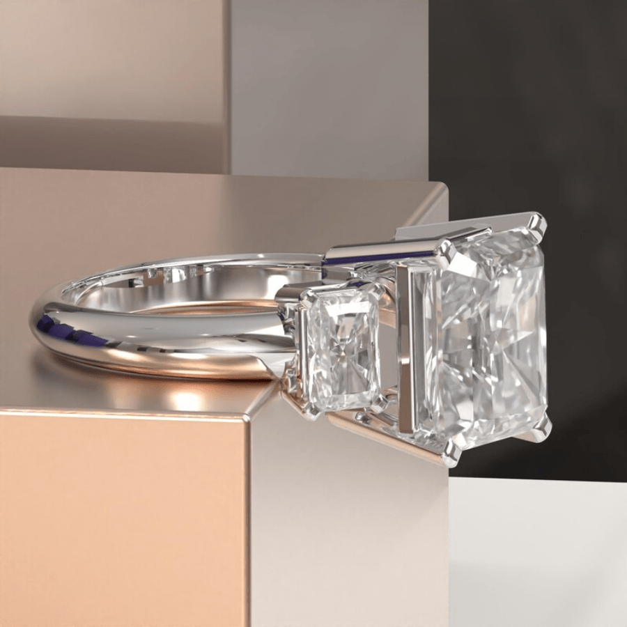 Silver Plated Copper Ring with Cubic Zirconia Inlay for Women